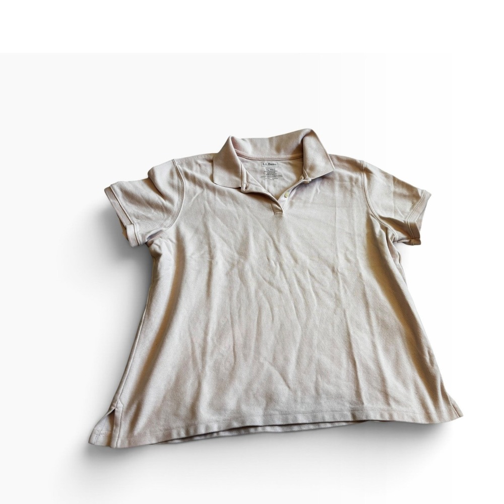 L.L. Bean Polo Shirt XL Light Pink Relaxed Fit Cotton Short Sleeve Pique